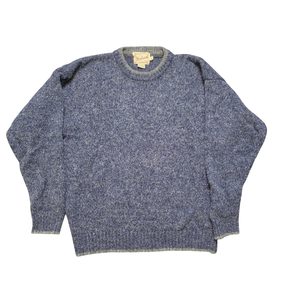 Vintage‎ Woolrich Sweater Ash Navy Mens Medium Wool Blend Marled Crewneck 90's